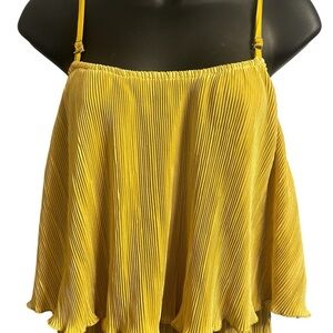 Cider Yellow Pleated Spaghetti Strap Jumpsuit Sz M NWT